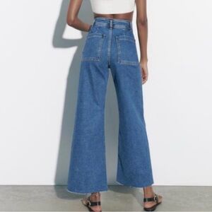ZARA MARINE STRAIGHT HIGH RISE SAILOR JEANS